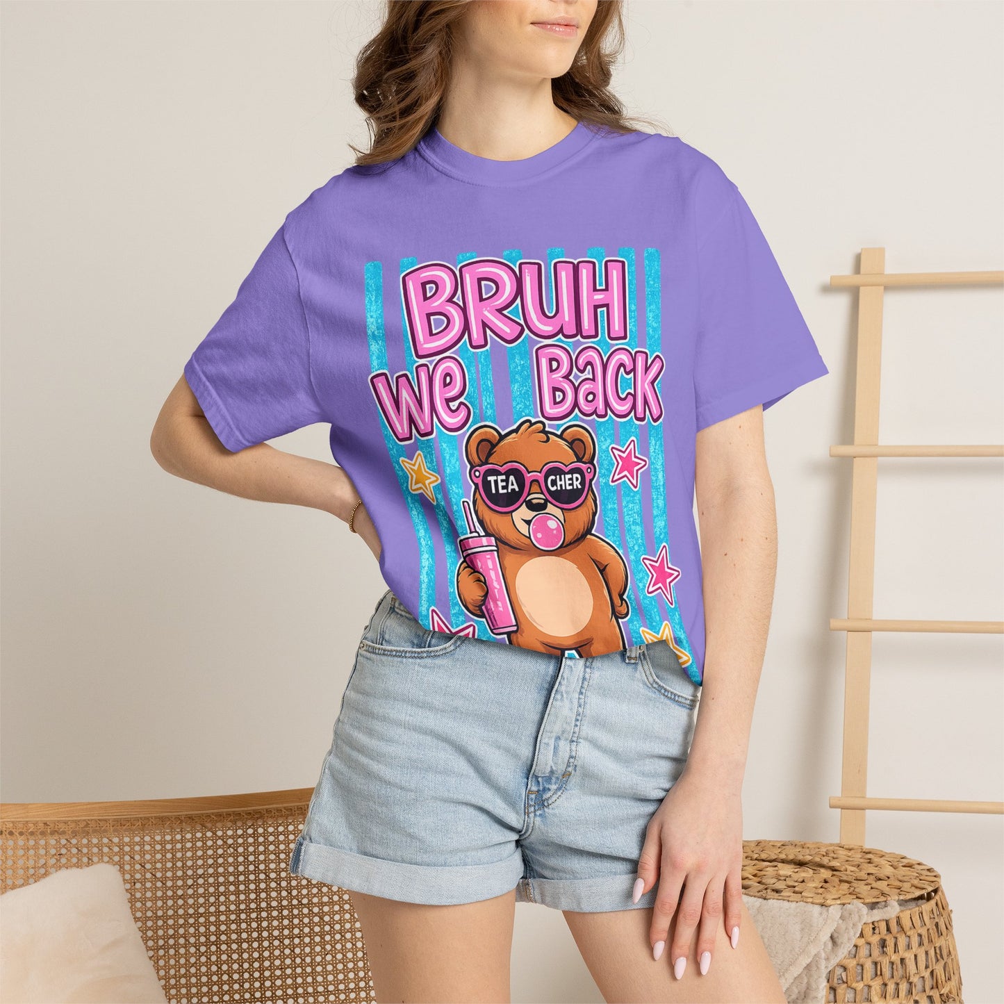 Bruh We Back Teddy Bear Graphic Tee — Funny Teacher Gift T-Shirt