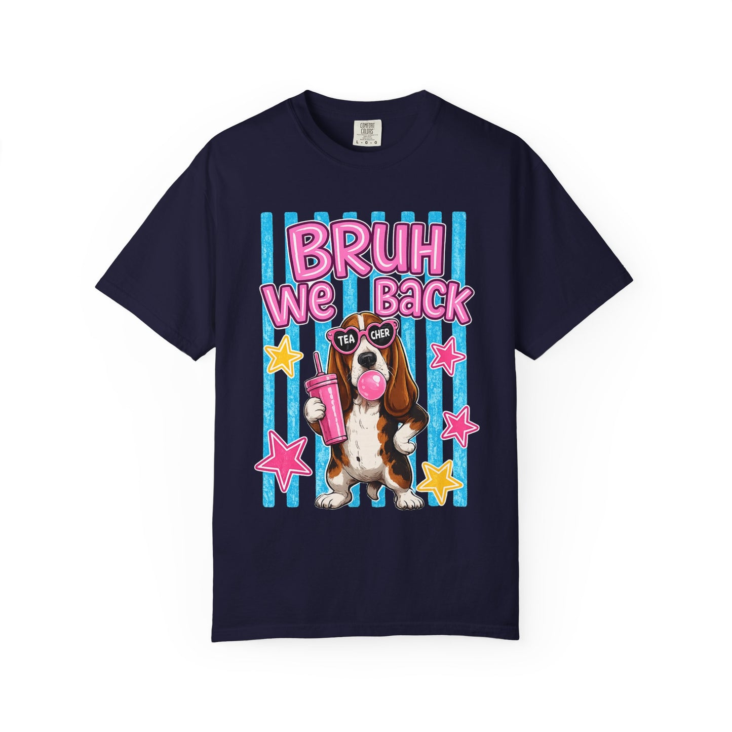 Bruh We Back T-Shirt — Cute Basset Hound Bubblegum Graphic Tee