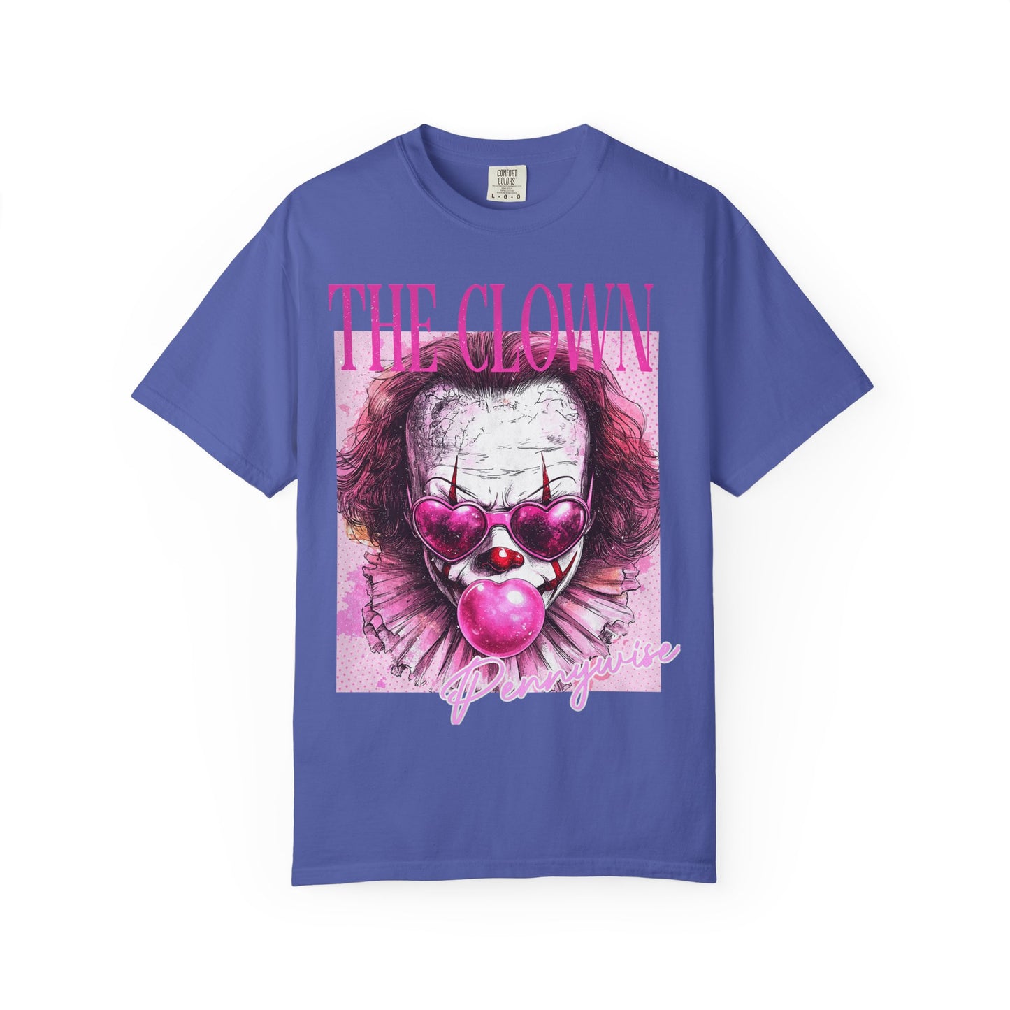 Clown Graphic T-Shirt — 'THE CLOWN' Pink Heart Balloon Horror Tee