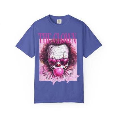 Clown Graphic T-Shirt — 'THE CLOWN' Pink Heart Balloon Horror Tee