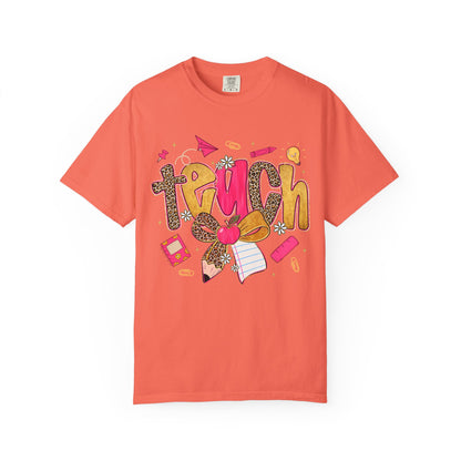Teacher Graphic T‑Shirt — Colorful 'Teach' School Supplies Design for Educators
