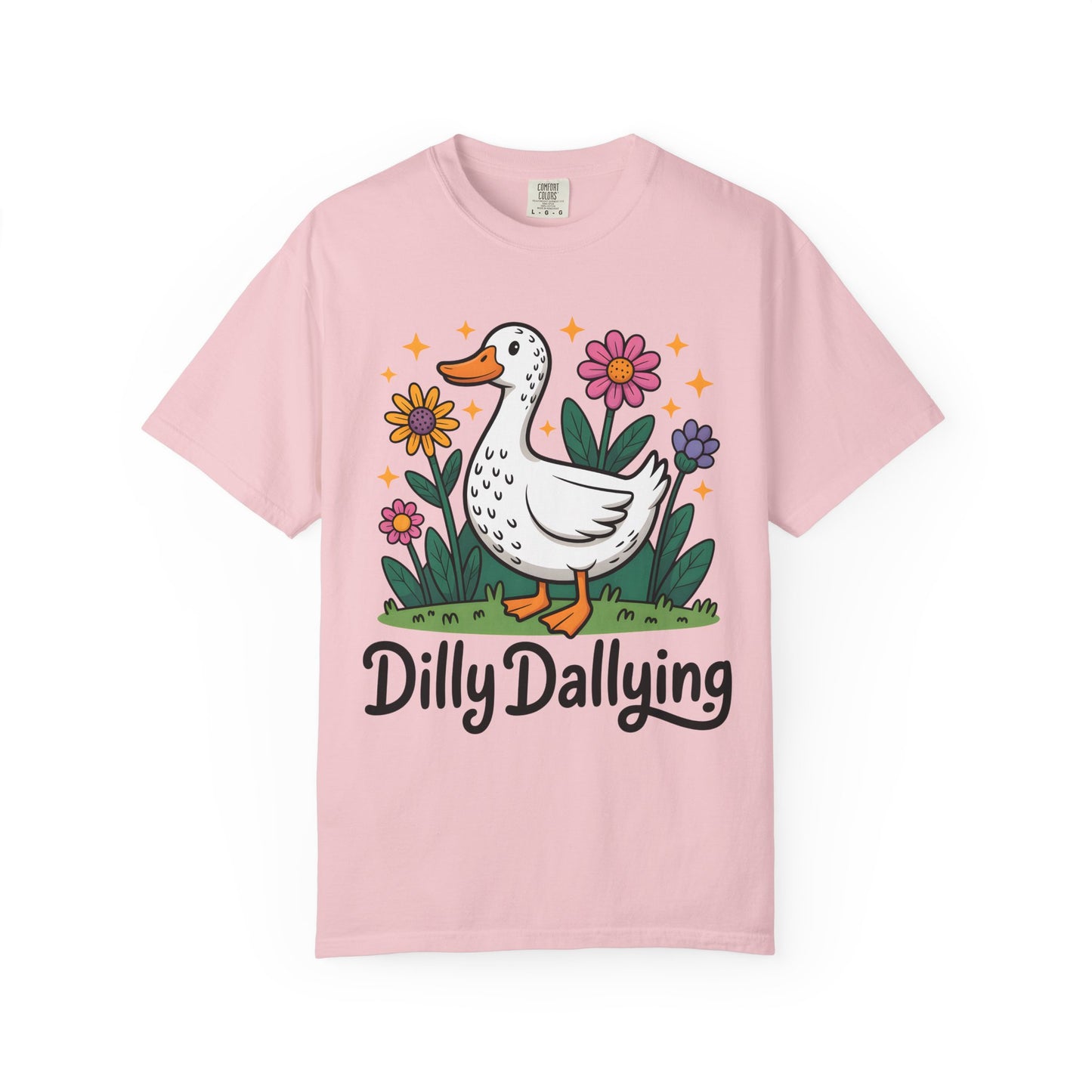 Dilly Dallying Duck T-Shirt — Cute Floral Goose Graphic Tee