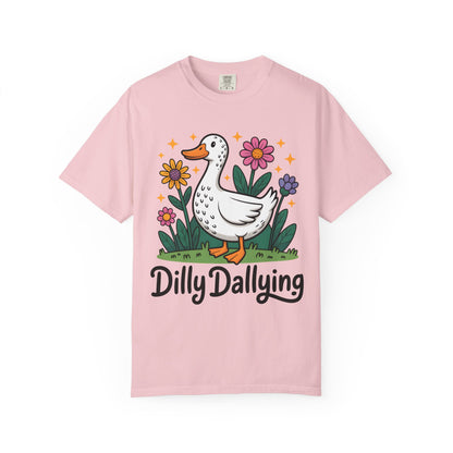 Dilly Dallying Duck T-Shirt — Cute Floral Goose Graphic Tee