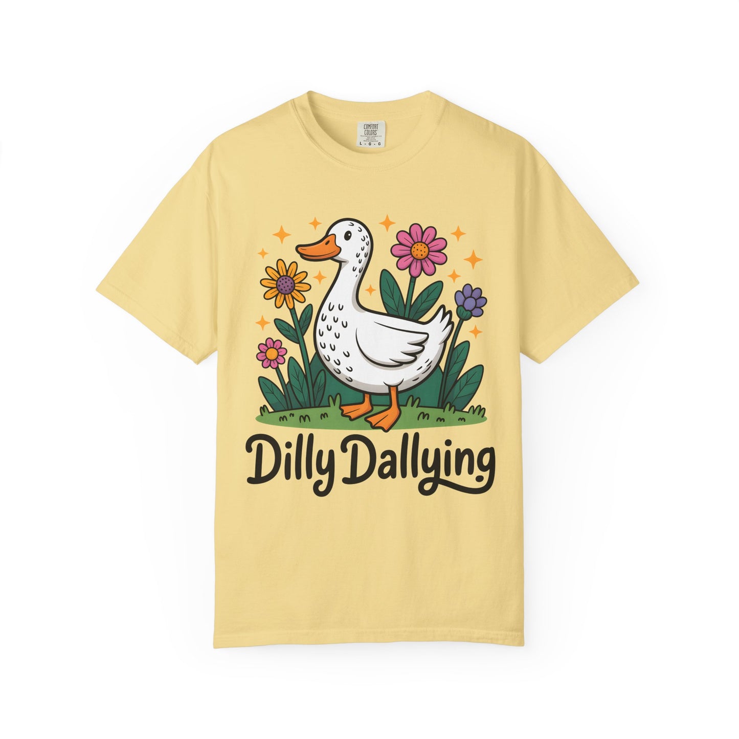 Dilly Dallying Duck T-Shirt — Cute Floral Goose Graphic Tee
