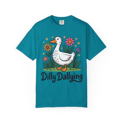 Dilly Dallying Duck T-Shirt — Cute Floral Goose Graphic Tee