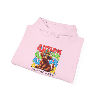 Autism Awareness Hoodie – Colorful Cow "Autism Awareness" Design
