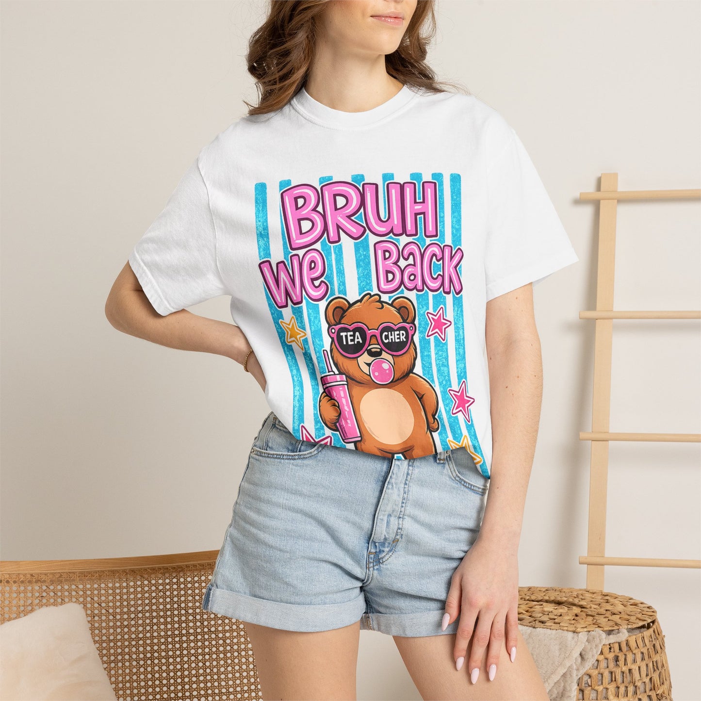 Bruh We Back Teddy Bear Graphic Tee — Funny Teacher Gift T-Shirt