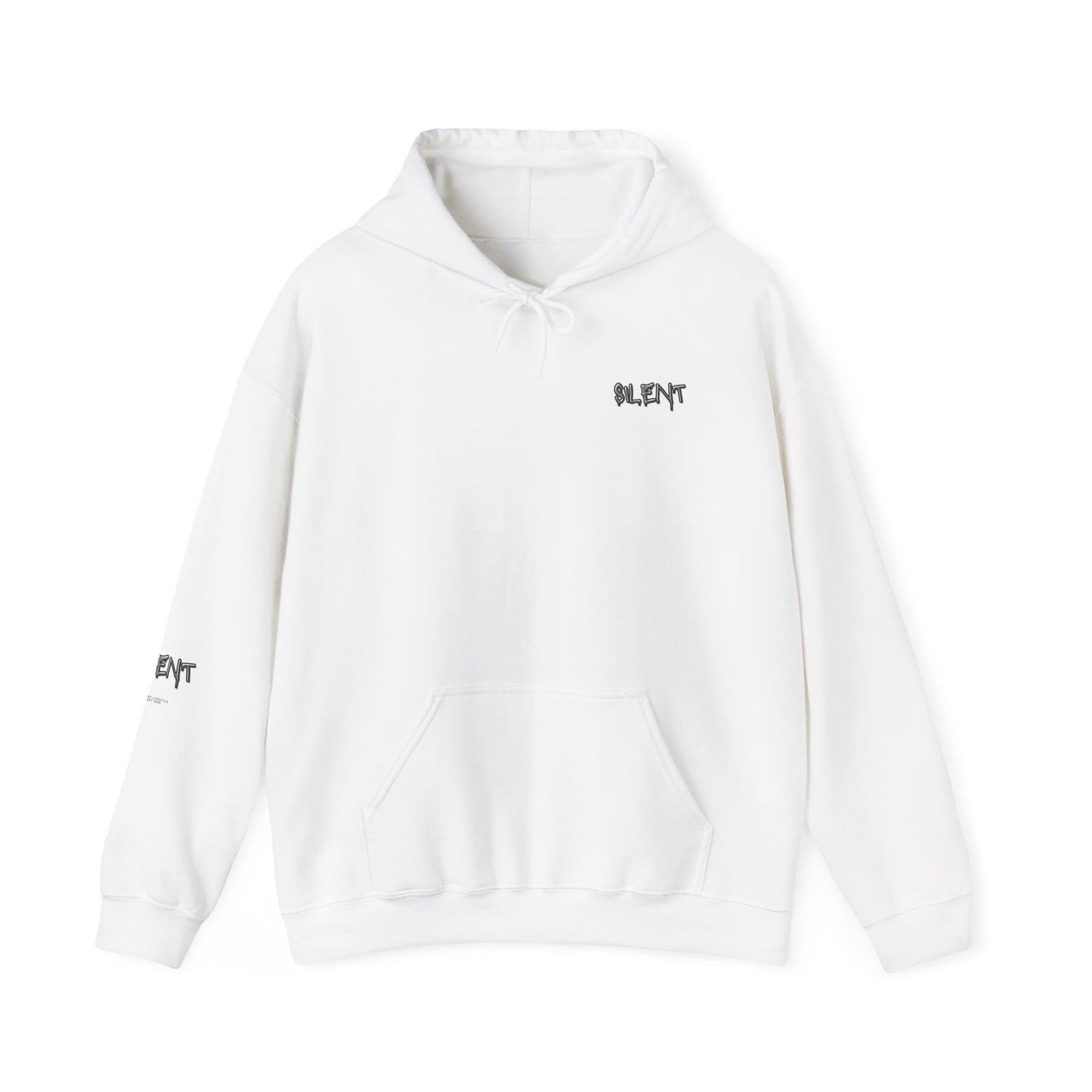 Silent Graffiti Hoodie — White "SILENT Lifestyle" Streetwear Pullover