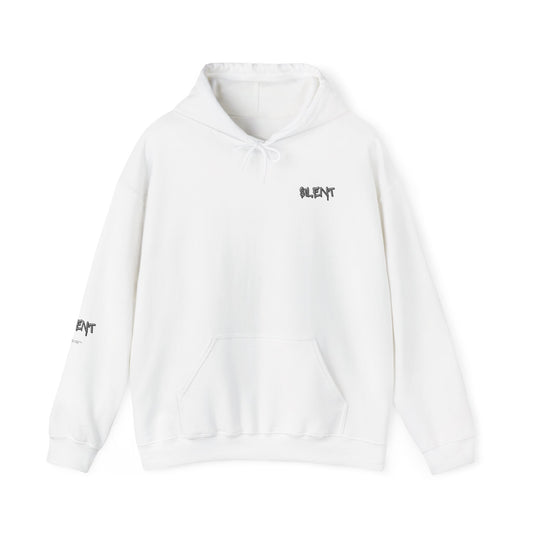 Silent Graffiti Hoodie — White "SILENT Lifestyle" Streetwear Pullover