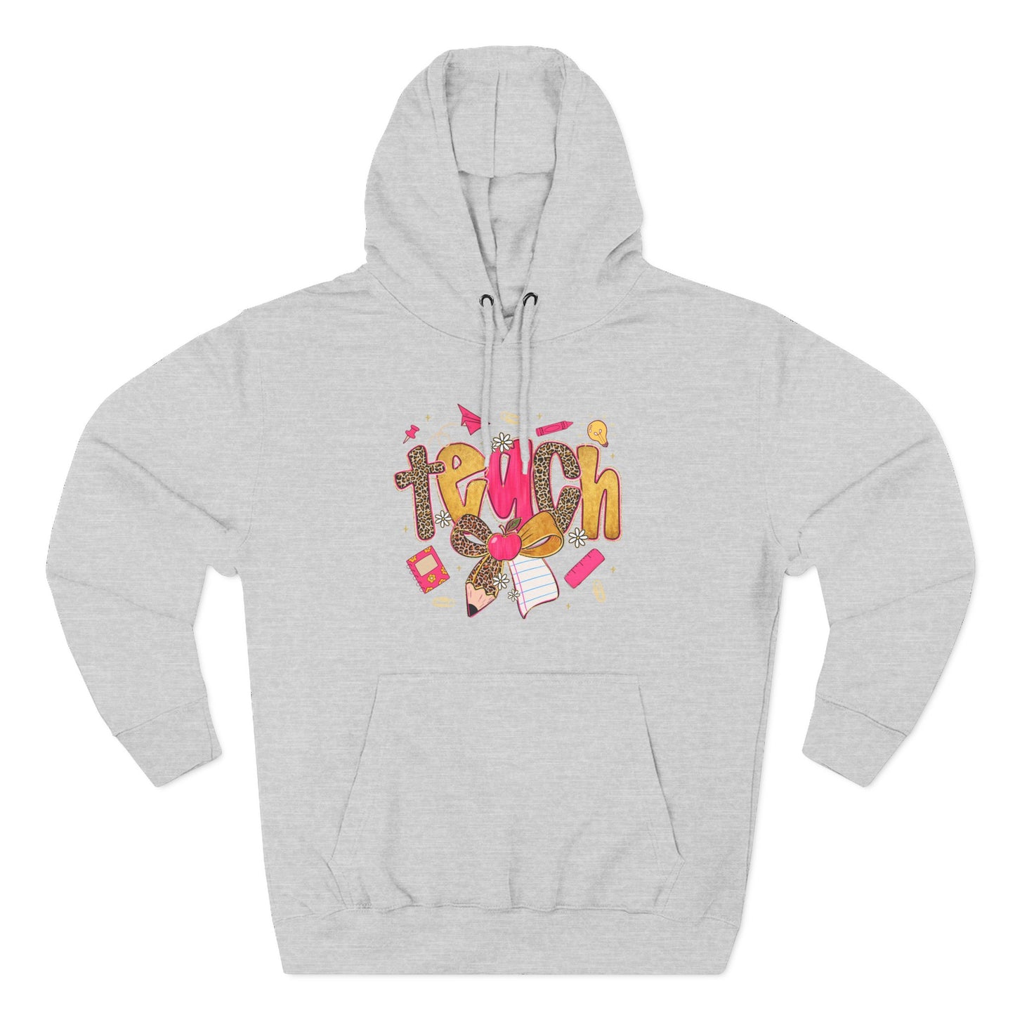 Teacher Cute Graphic Hoodie — "Teach" School Supplies Design