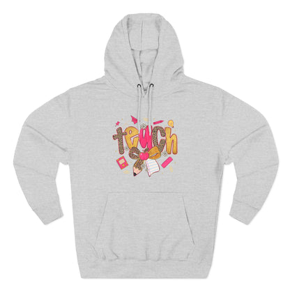 Teacher Cute Graphic Hoodie — "Teach" School Supplies Design