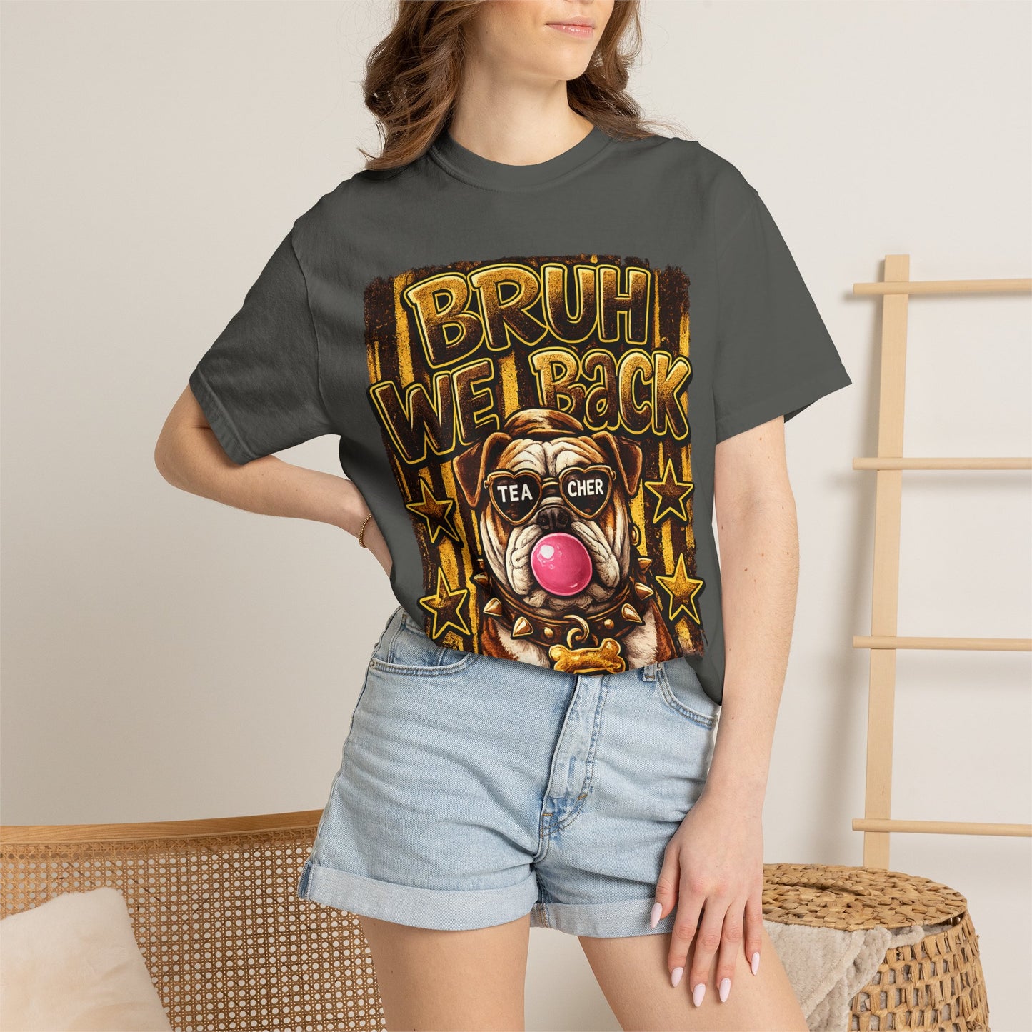 Bruh We Back Bulldog Graphic Tee — Teacher Bubblegum Bulldog T-Shirt