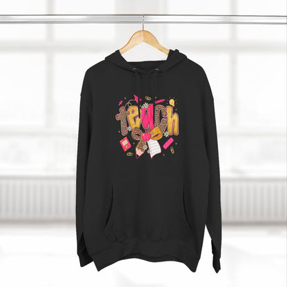 Teacher Cute Graphic Hoodie — "Teach" School Supplies Design