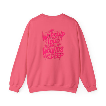 Worship Is Loud Crewneck Sweatshirt — Christian Faith Graphic