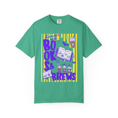 Books & Brews T-Shirt — Coffee Lover Reading Graphic Tee