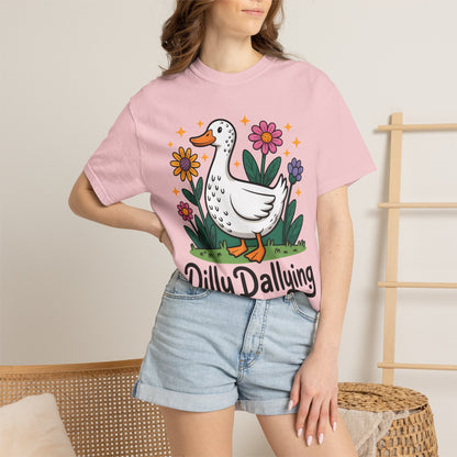 Dilly Dallying Duck T-Shirt — Cute Floral Goose Graphic Tee