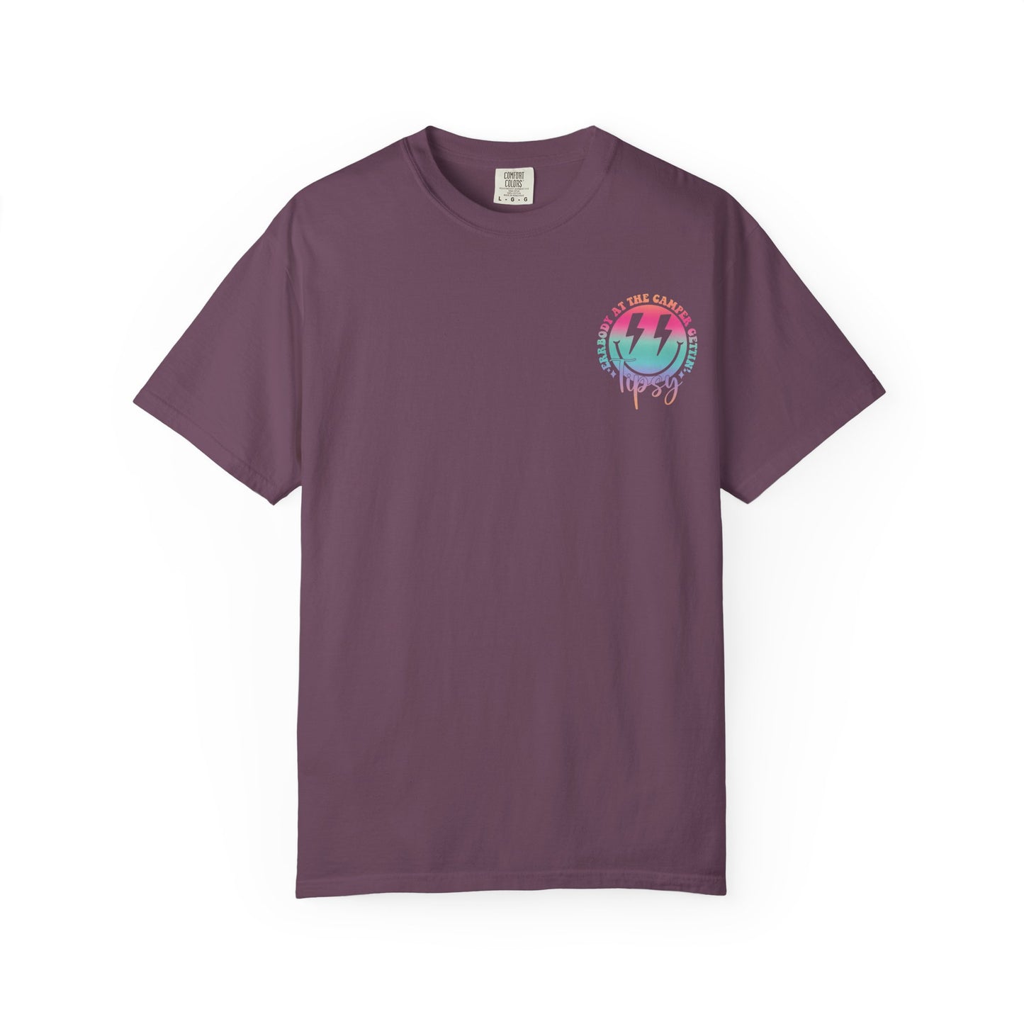 Gettin' Tipsy Camper T-Shirt — Retro Rainbow Camping Tee