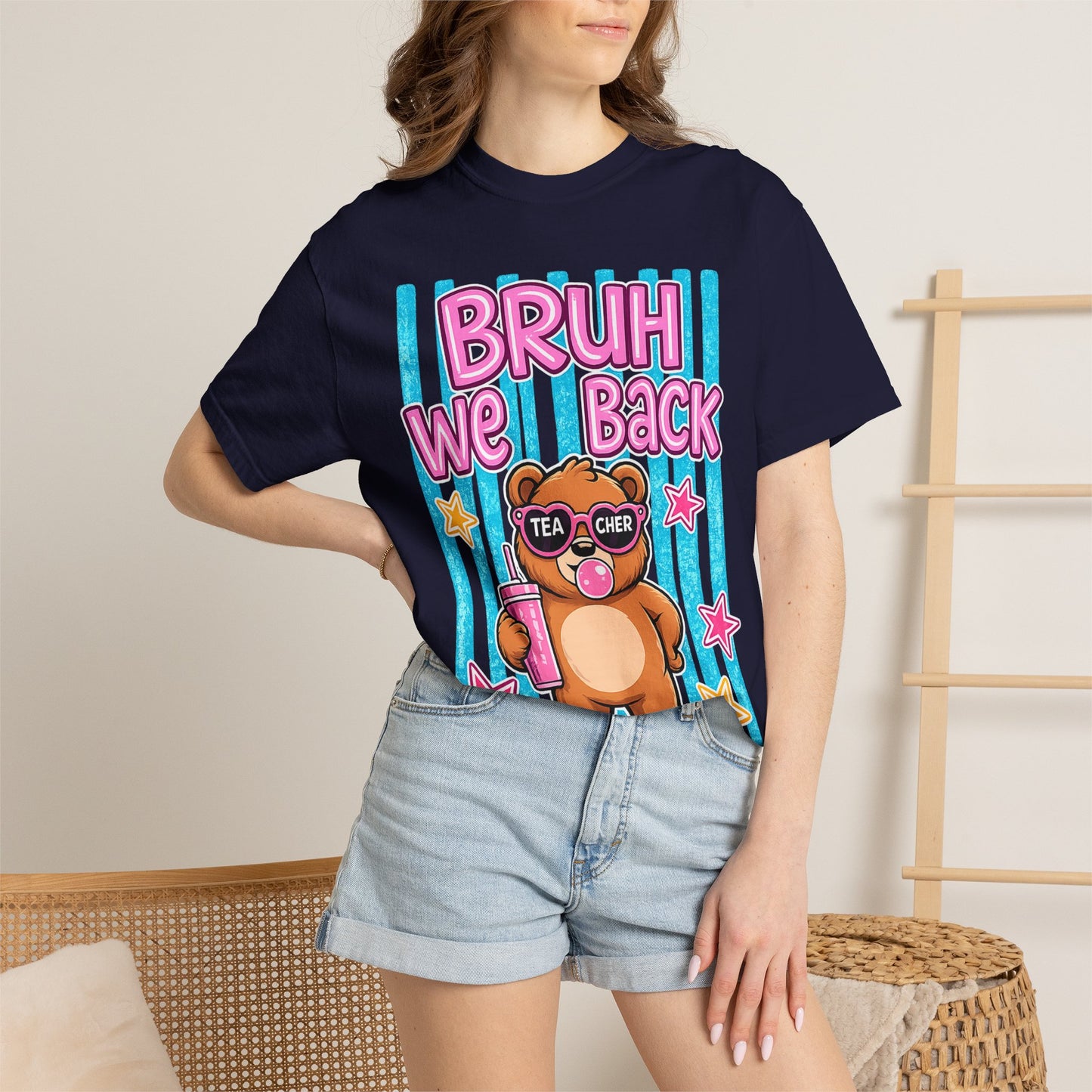 Bruh We Back Teddy Bear Graphic Tee — Funny Teacher Gift T-Shirt