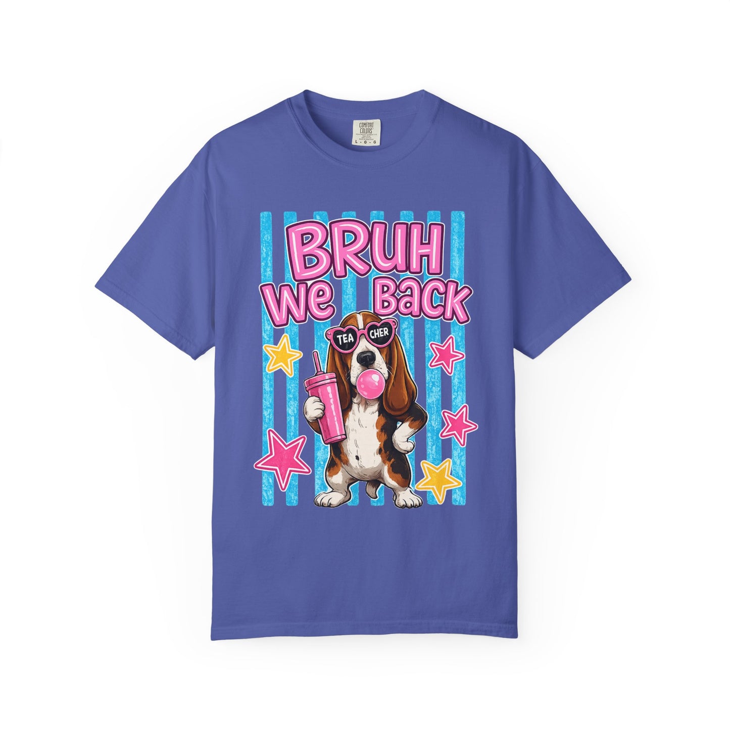 Bruh We Back T-Shirt — Cute Basset Hound Bubblegum Graphic Tee