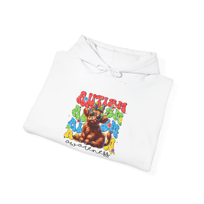 Autism Awareness Hoodie – Colorful Cow "Autism Awareness" Design