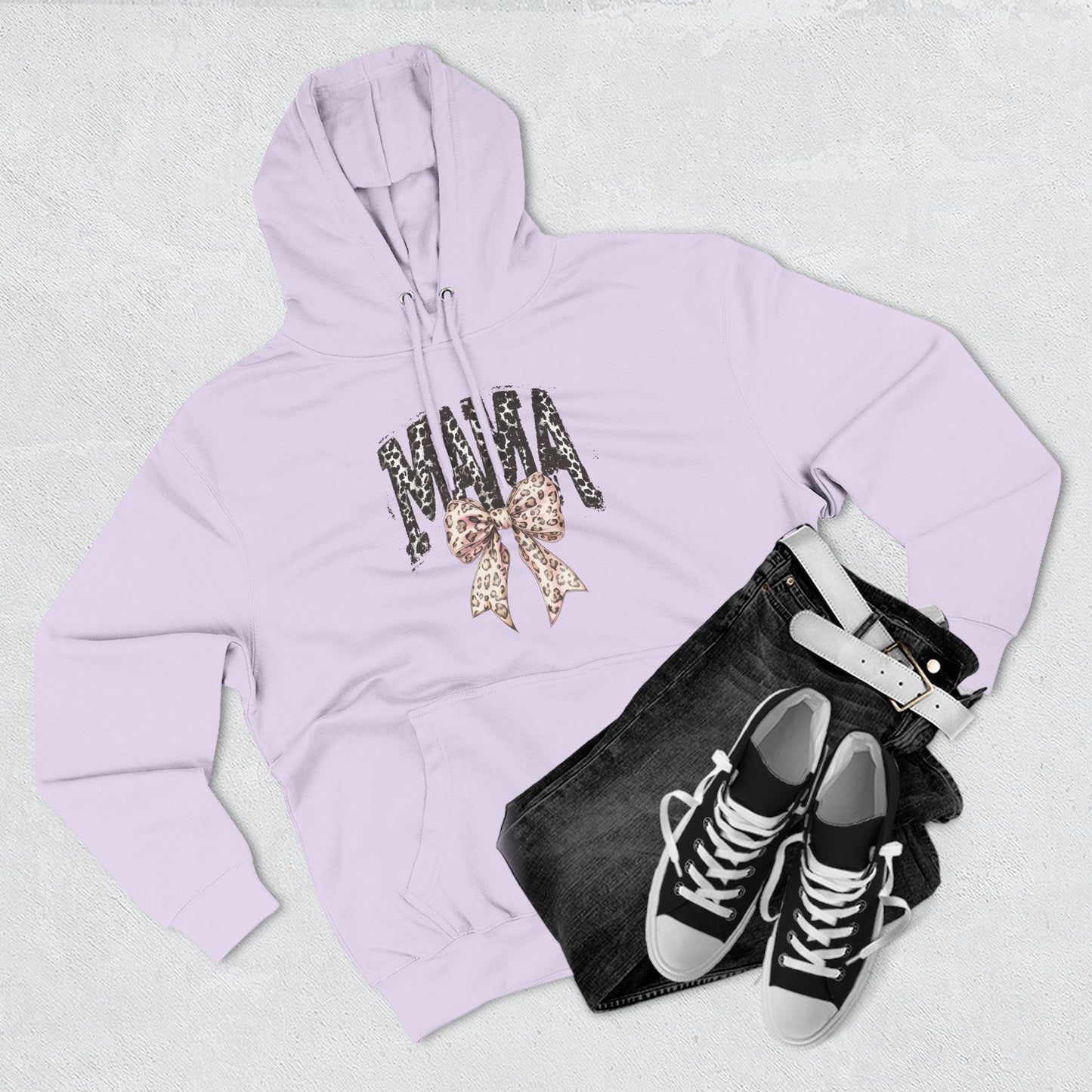 Mama Leopard Bow Hoodie — Mama Graphic Pullover for New Moms & Mother’s Day Gift