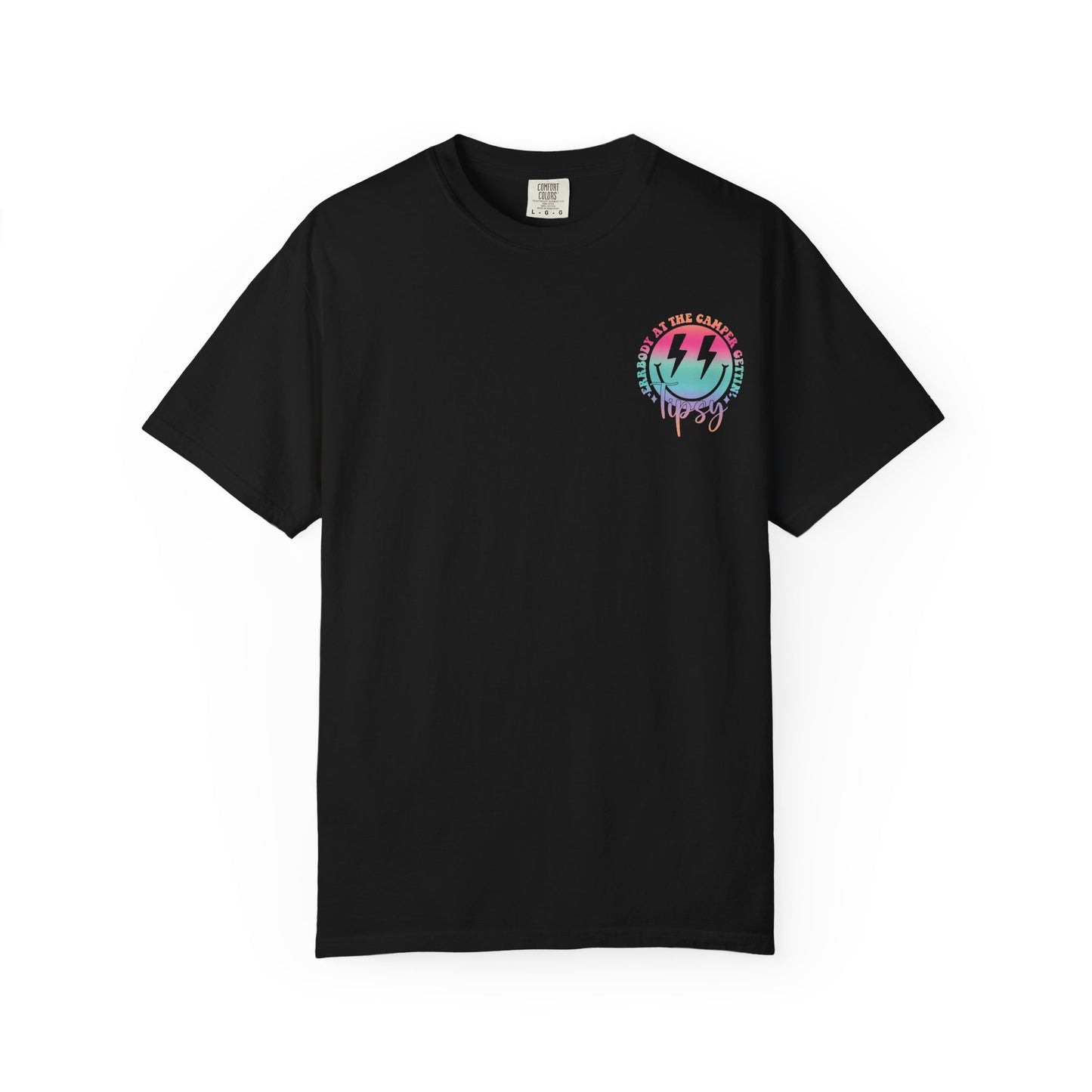 Gettin' Tipsy Camper T-Shirt — Retro Rainbow Camping Tee