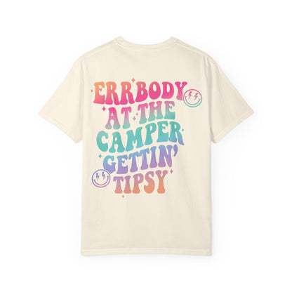 Gettin' Tipsy Camper T-Shirt — Retro Rainbow Camping Tee