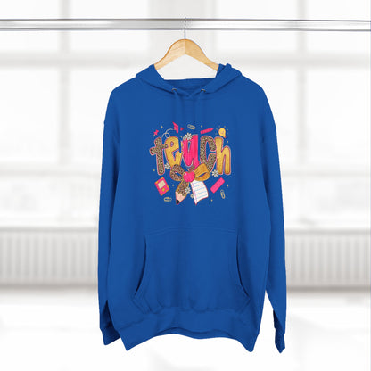 Teacher Cute Graphic Hoodie — "Teach" School Supplies Design