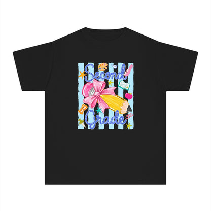 Second Grade Youth Tee — Back-to-School Cute Floral Pencil Design