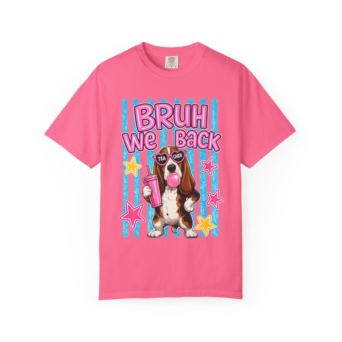 Bruh We Back T-Shirt — Cute Basset Hound Bubblegum Graphic Tee