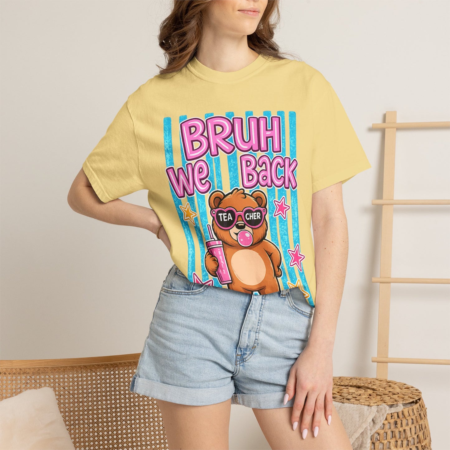 Bruh We Back Teddy Bear Graphic Tee — Funny Teacher Gift T-Shirt