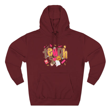 Teacher Cute Graphic Hoodie — "Teach" School Supplies Design