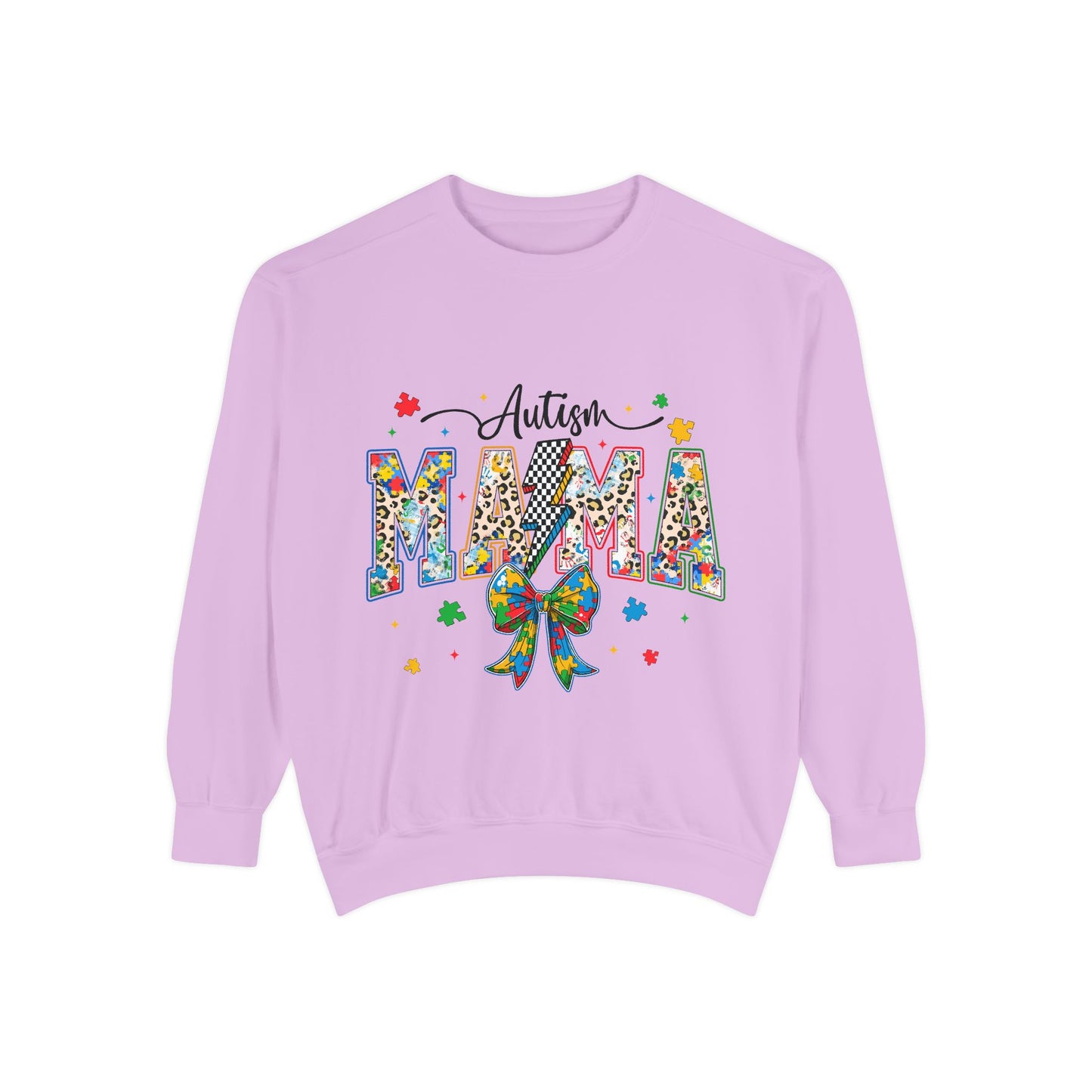 Autism Mama Sweatshirt — Colorful Puzzle Ribbon Mom Pullover
