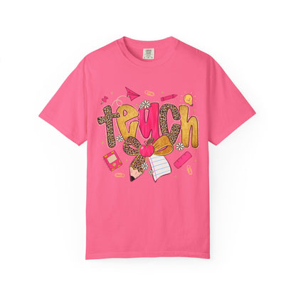 Teacher Graphic T‑Shirt — Colorful 'Teach' School Supplies Design for Educators