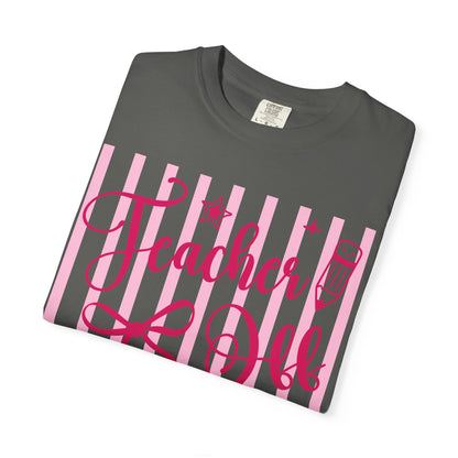 Teacher Off Duty T-Shirt — Pink Script Teacher Appreciation Tee