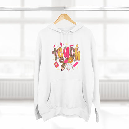 Teacher Cute Graphic Hoodie — "Teach" School Supplies Design