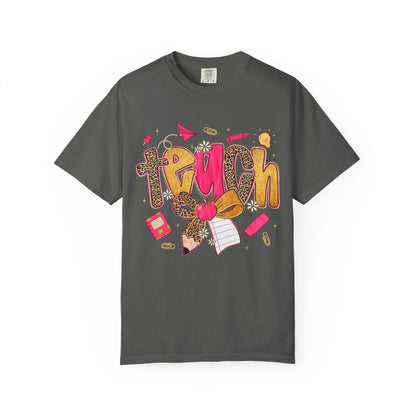 Teacher Graphic T‑Shirt — Colorful 'Teach' School Supplies Design for Educators