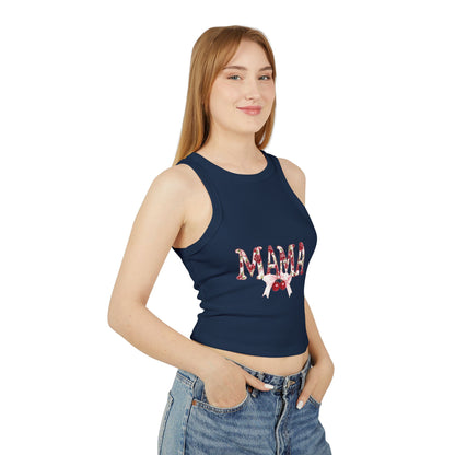 Mama Cherry Floral Racer Tank — Women's Cute Mother's Day Tank Top