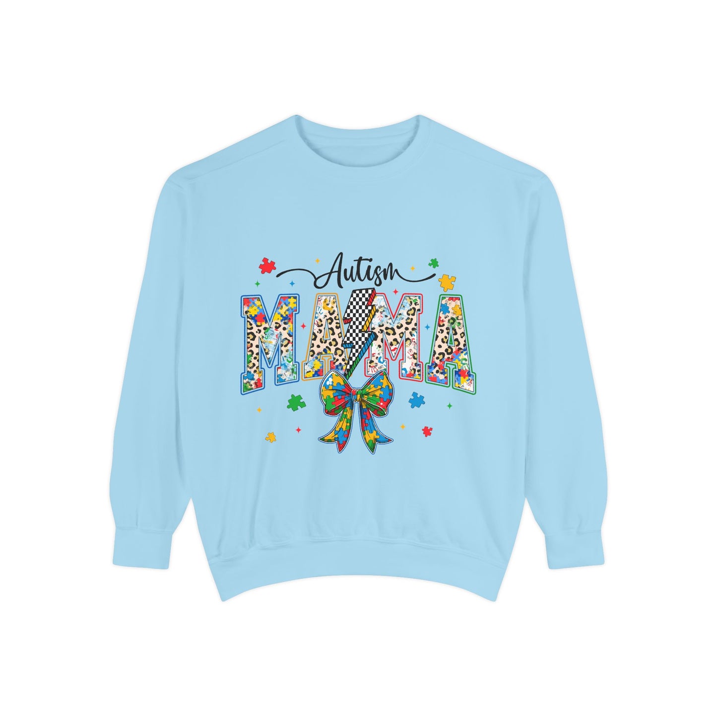 Autism Mama Sweatshirt — Colorful Puzzle Ribbon Mom Pullover