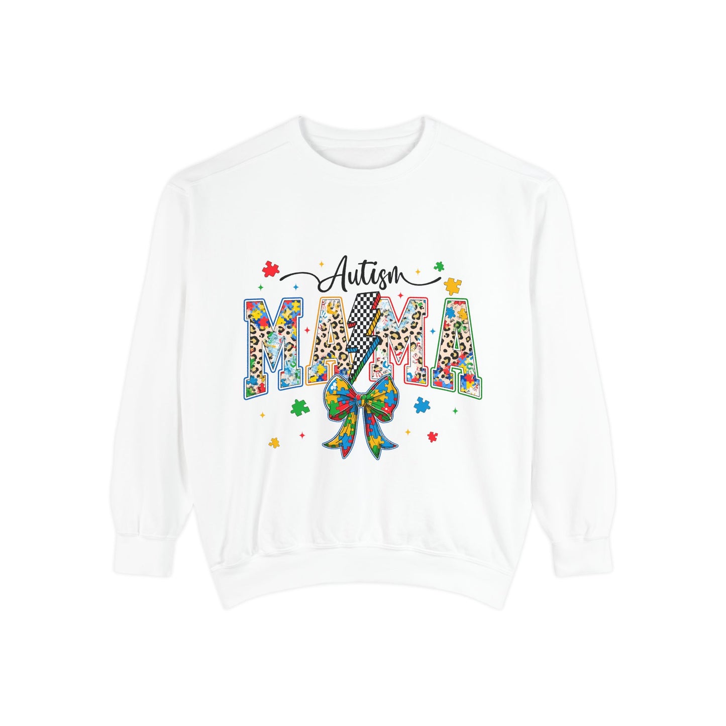Autism Mama Sweatshirt — Colorful Puzzle Ribbon Mom Pullover