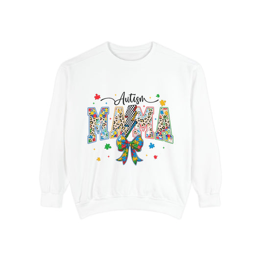 Autism Mama Sweatshirt — Colorful Puzzle Ribbon Mom Pullover
