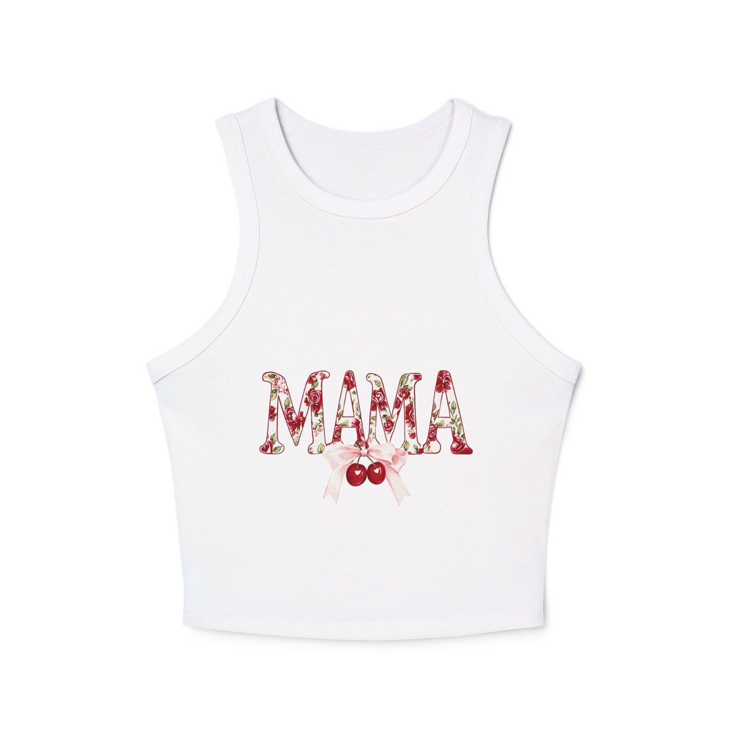Mama Cherry Floral Racer Tank — Women's Cute Mother's Day Tank Top