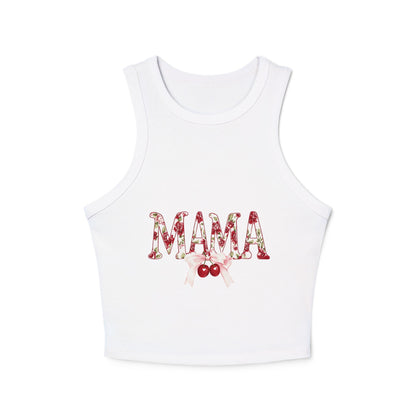 Mama Cherry Floral Racer Tank — Women's Cute Mother's Day Tank Top