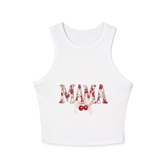 Mama Cherry Floral Racer Tank — Women's Cute Mother's Day Tank Top