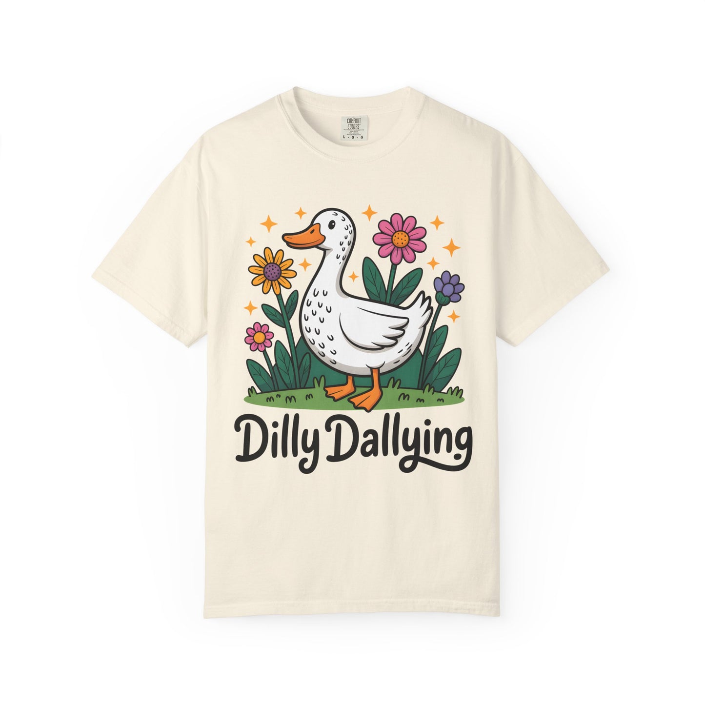 Dilly Dallying Duck T-Shirt — Cute Floral Goose Graphic Tee