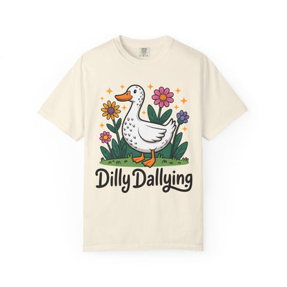 Dilly Dallying Duck T-Shirt — Cute Floral Goose Graphic Tee