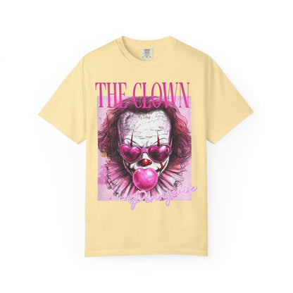 Clown Graphic T-Shirt — 'THE CLOWN' Pink Heart Balloon Horror Tee