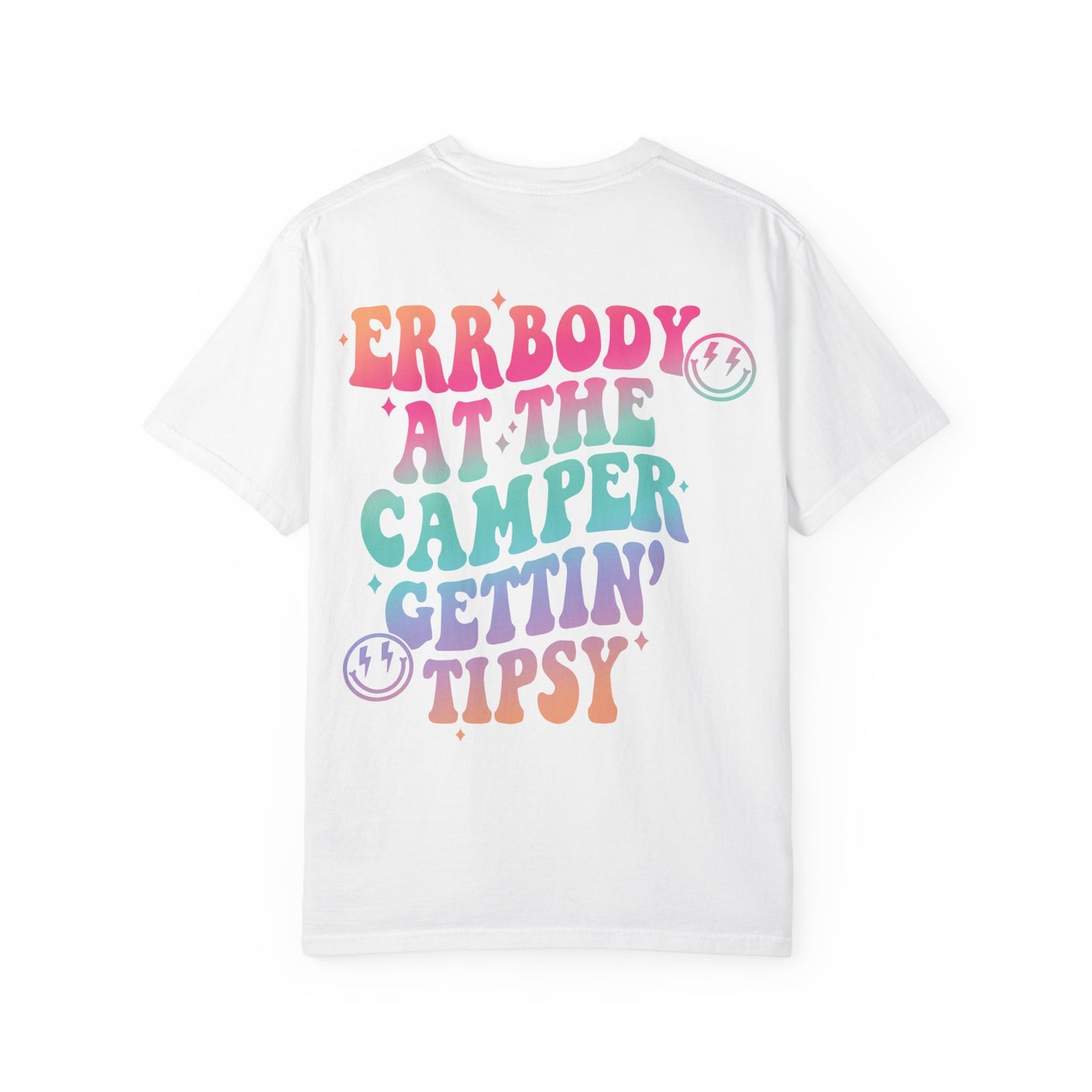 Gettin' Tipsy Camper T-Shirt — Retro Rainbow Camping Tee