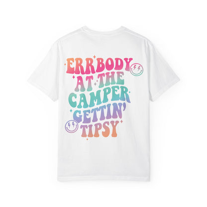 Gettin' Tipsy Camper T-Shirt — Retro Rainbow Camping Tee