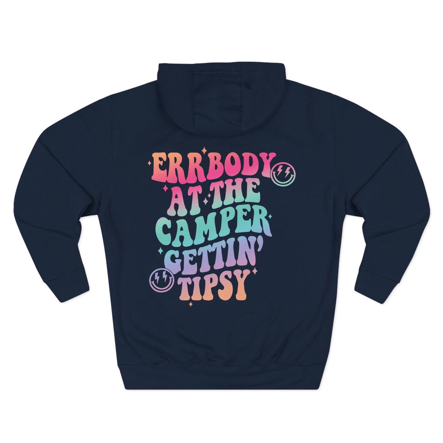 Gettin' Tipsy Camper Hoodie — Retro Pastel Camping Graphic Fleece